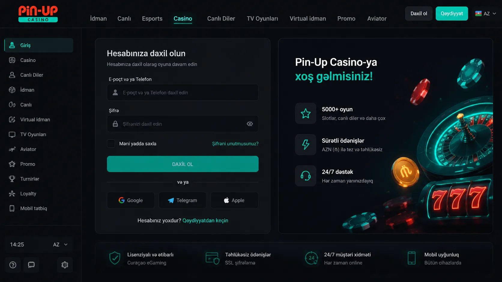 Pin-Up Casino Giriş — Hesaba Daxil Olmaq üçün Tam Bələdçi