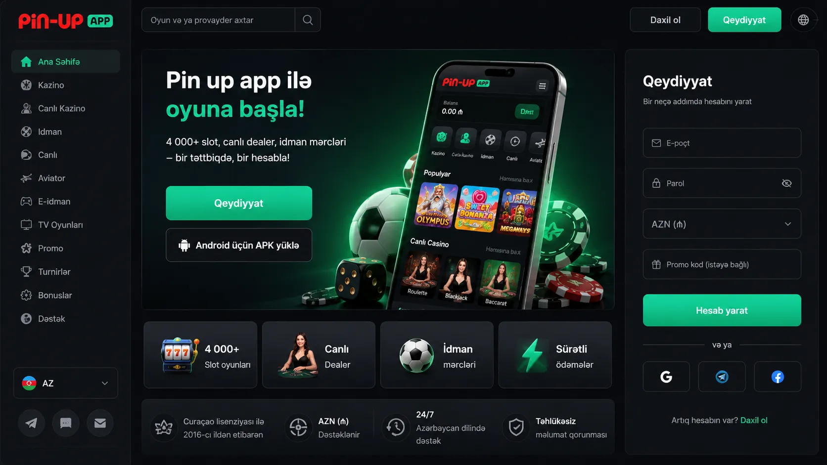 Pin Up app — Azərbaycanda mobil kazino dünyasına giriş